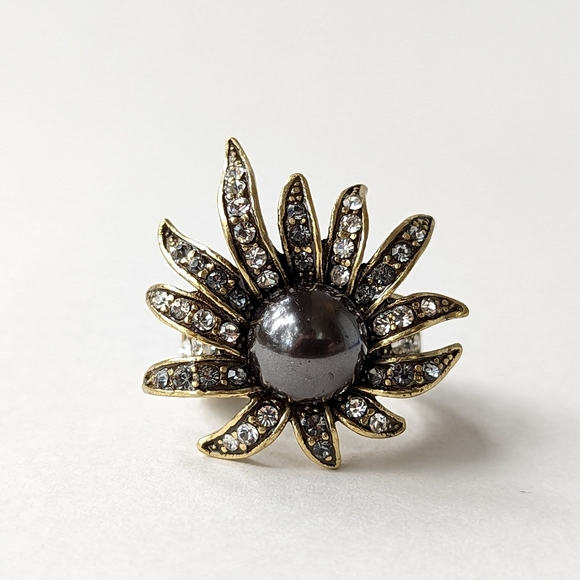 Signed HEIDI DAUS "Sublime Star" Black Statement Ring w/ Rhinestones Size 6.5 - Picture 12 of 12
